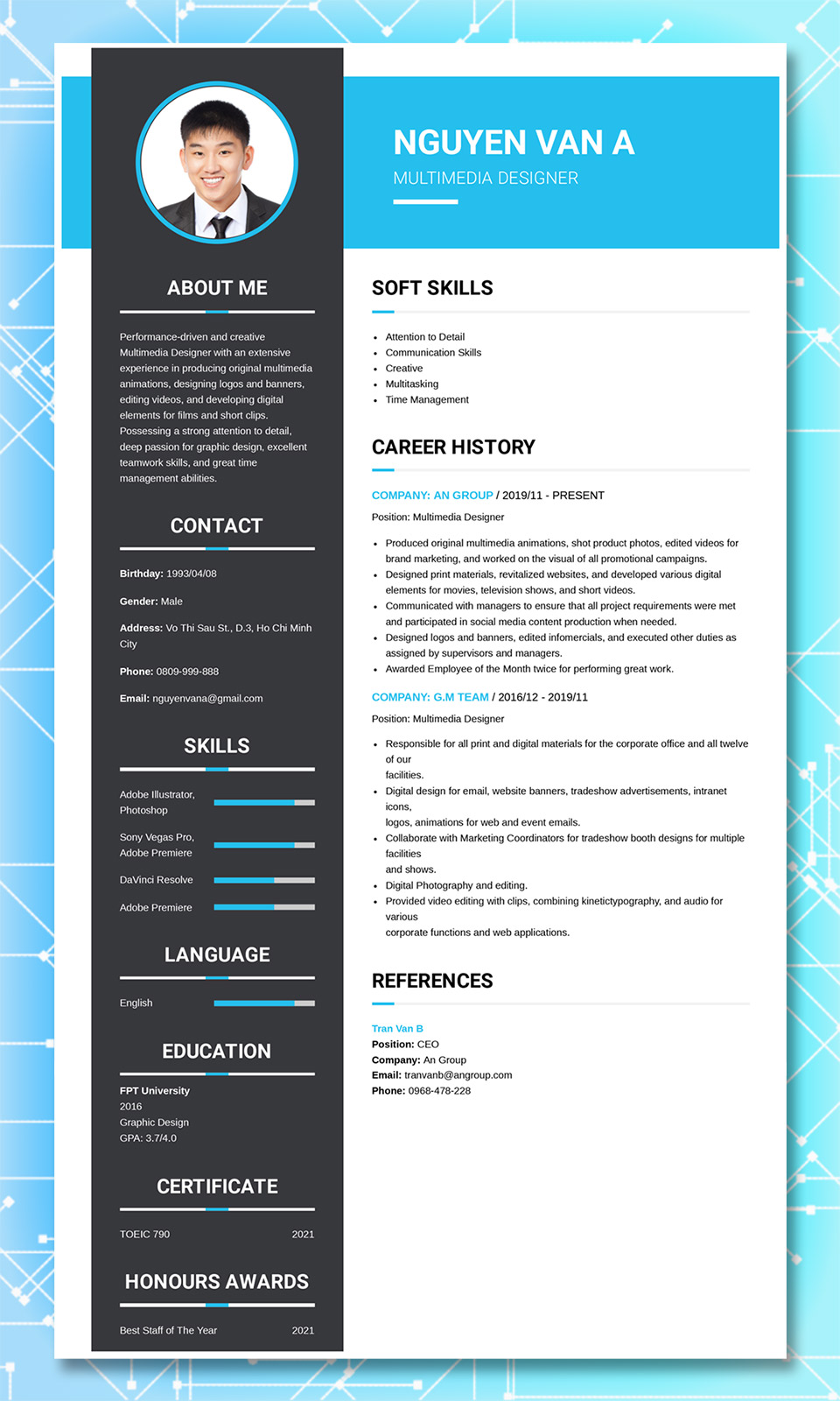 Mẫu CV xin việc Multimedia Designer