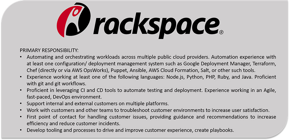 Bảng Mô tả công viêc một kỹ sư DevOps của Rackspace